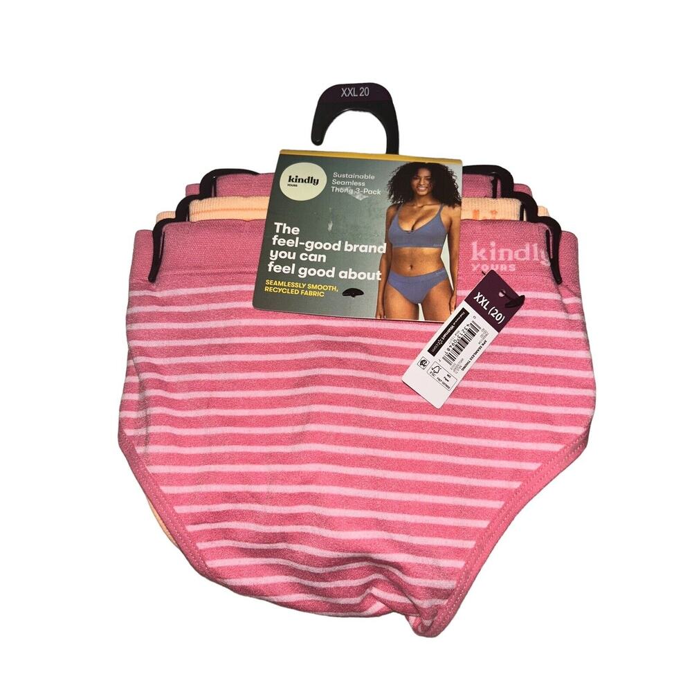 3-Pack | Kindly Yours Womens 2xl (20) Sustainable Seamless Thong Panties